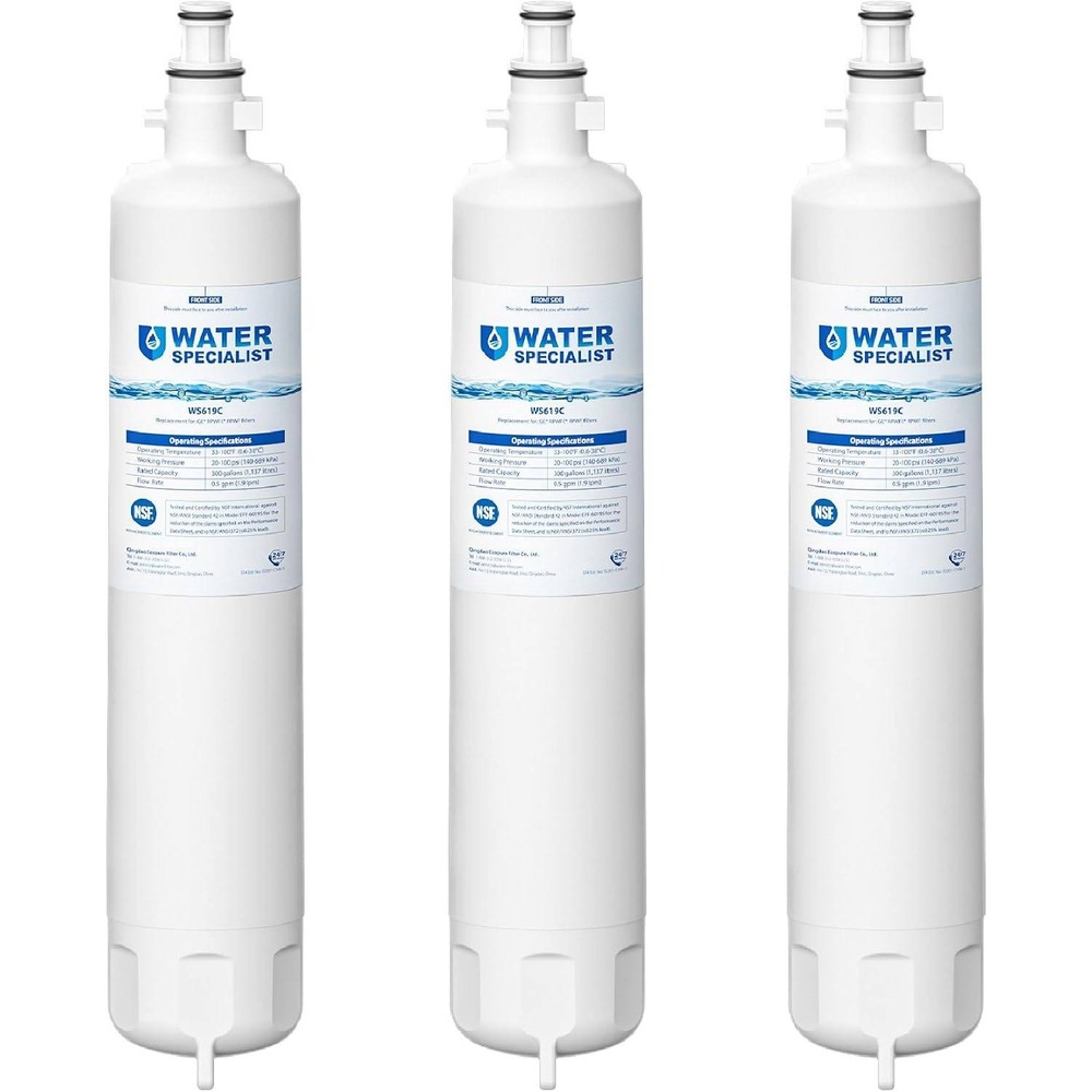Pack of 3 Waterspecialist WS619C Water Filter Replacement for GE, RPWFE, RPWF